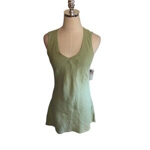 Click Color Me Cotton Top Tank Women's Size XS Green Linen Sleeveless
